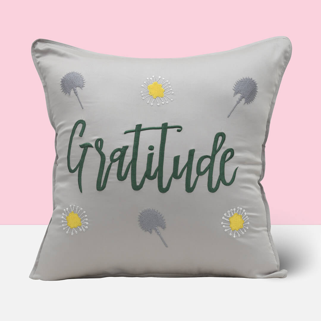 Grey Gratitude Cushion
