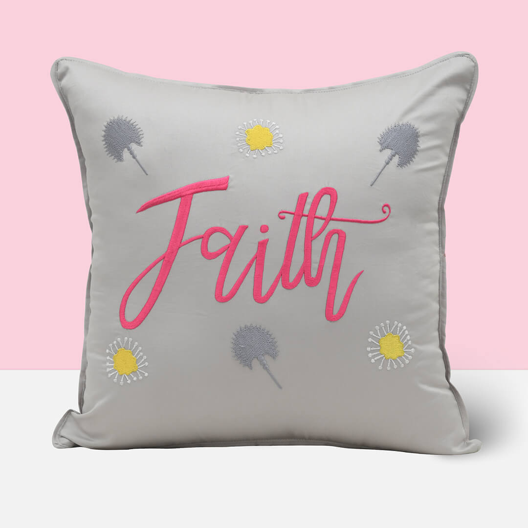 Grey Faith Cushion
